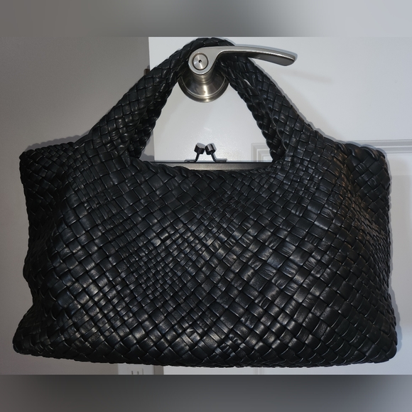 Falor Hand Woven Italian Leather Handbag Bag Satchel in Black; New w/o Tags - Picture 16 of 16